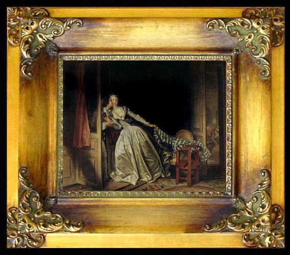framed  Jean Honore Fragonard The Stolen Kiss, Ta040